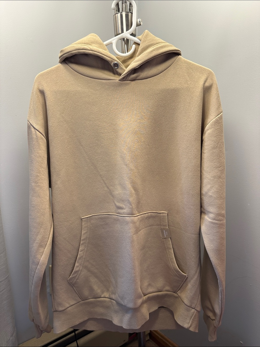 Beige Men’s Pullover Hoodie - Casual Everyday Sweatshirt
